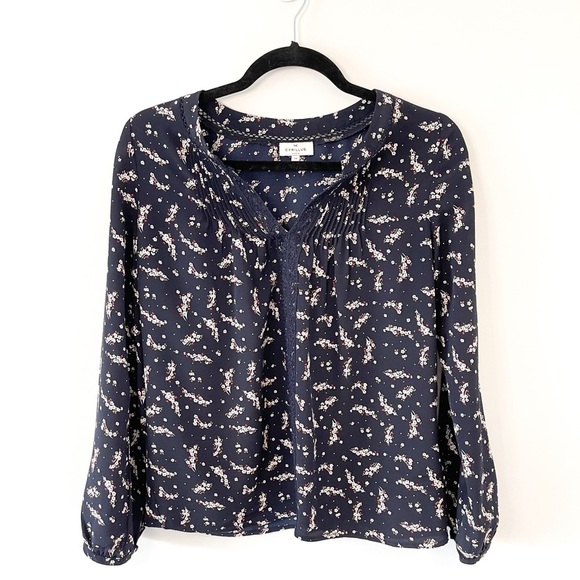 Cyrillus Paris Navy Floral Print Blouse Size 34/4 - Picture 3 of 8